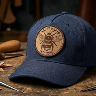 Casquette avec écusson en liège thermocollant