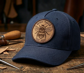 Casquette avec écusson en liège thermocollant